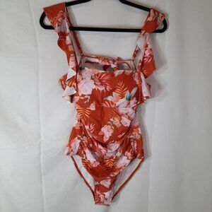 One-piece orange bathing suit